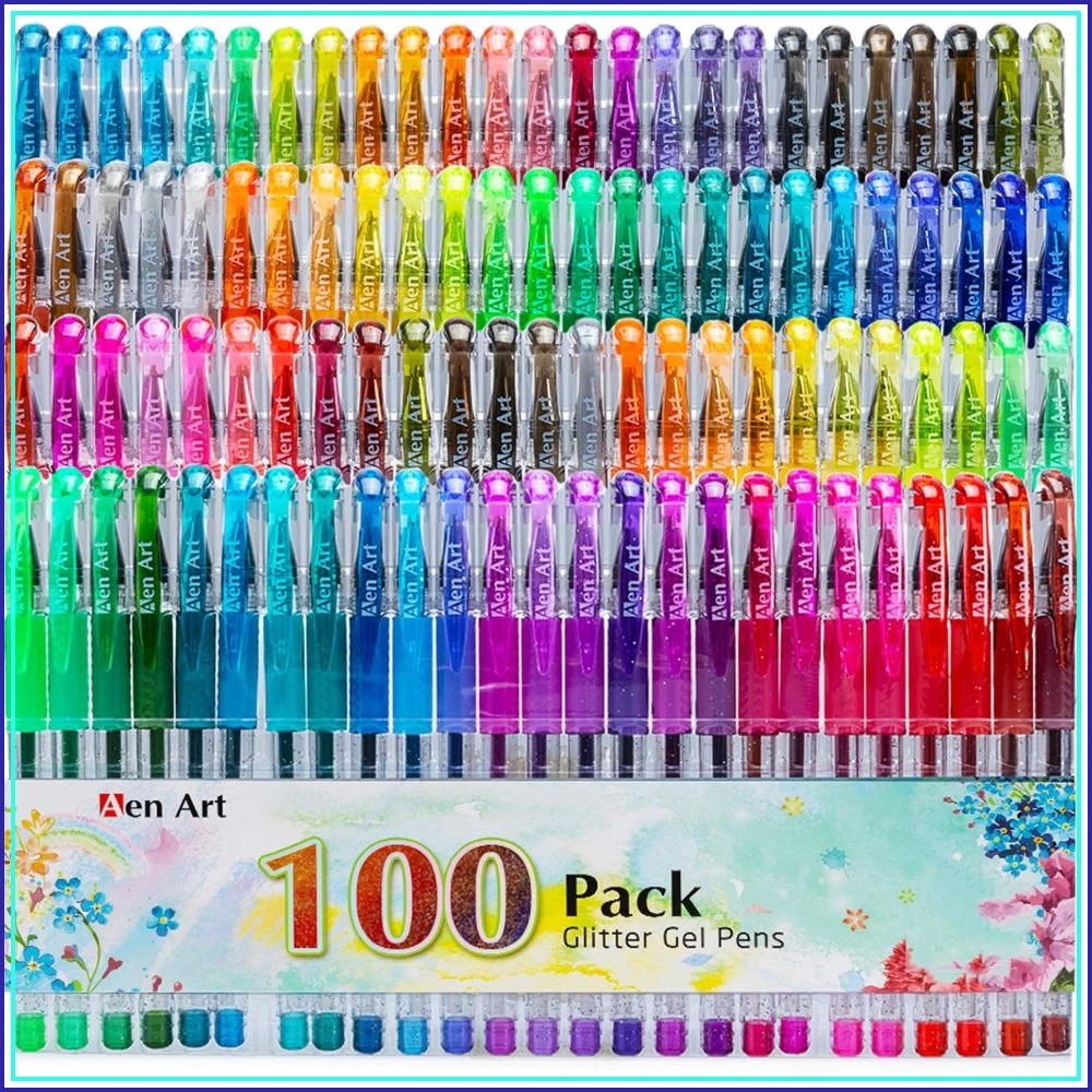 Gel Ink Pen Set - 100 Glitter Gel Pens Set, 30%