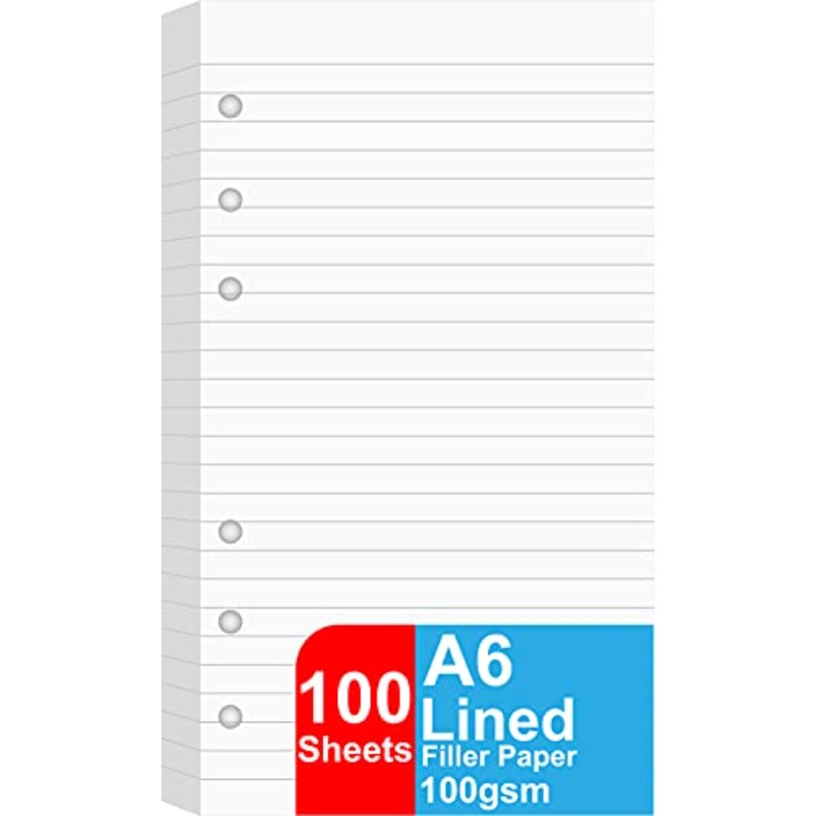 Paper Punch 3 Hole - A6 Lined Refill Paper, / Pages