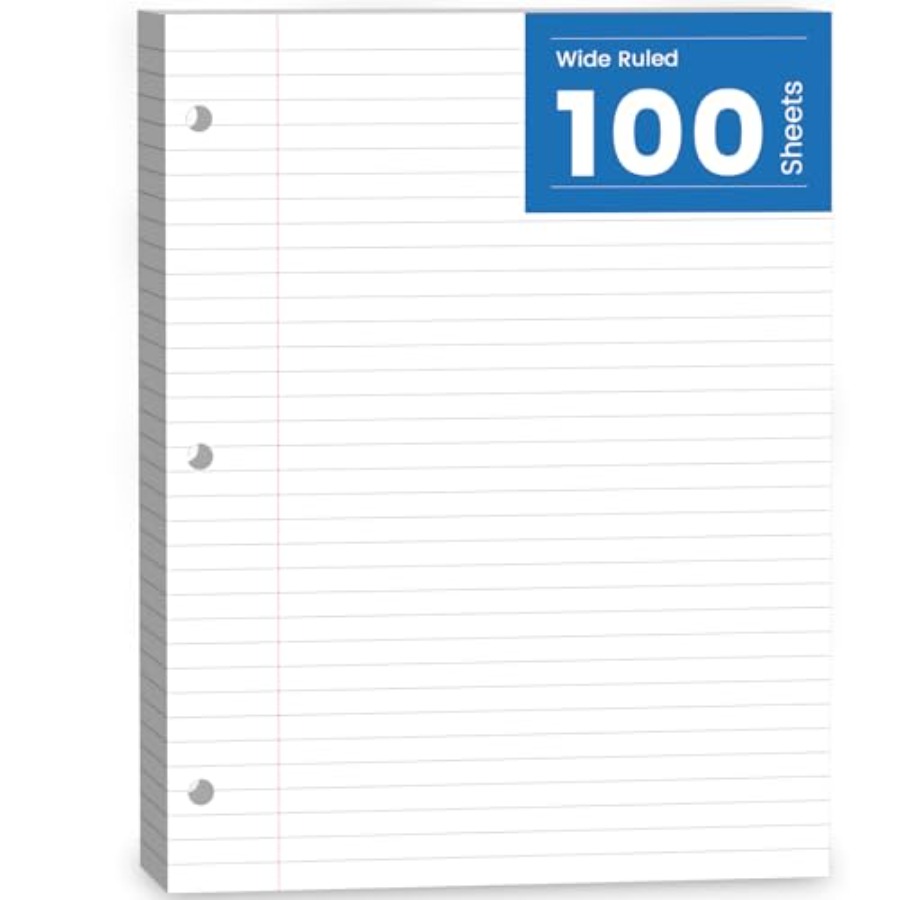 Paper Punch 3 Hole - Loose Leaf Paper, 100 Sheets Notebook