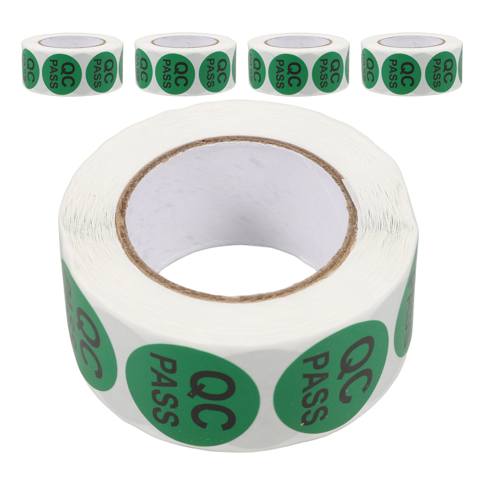 Sticker Label Roll - 5 Rolls Round Adhesive Qc Pass