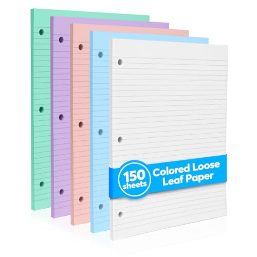 Paper Punch 3 Hole - Colored Notebook Paper 8.5 x 11,