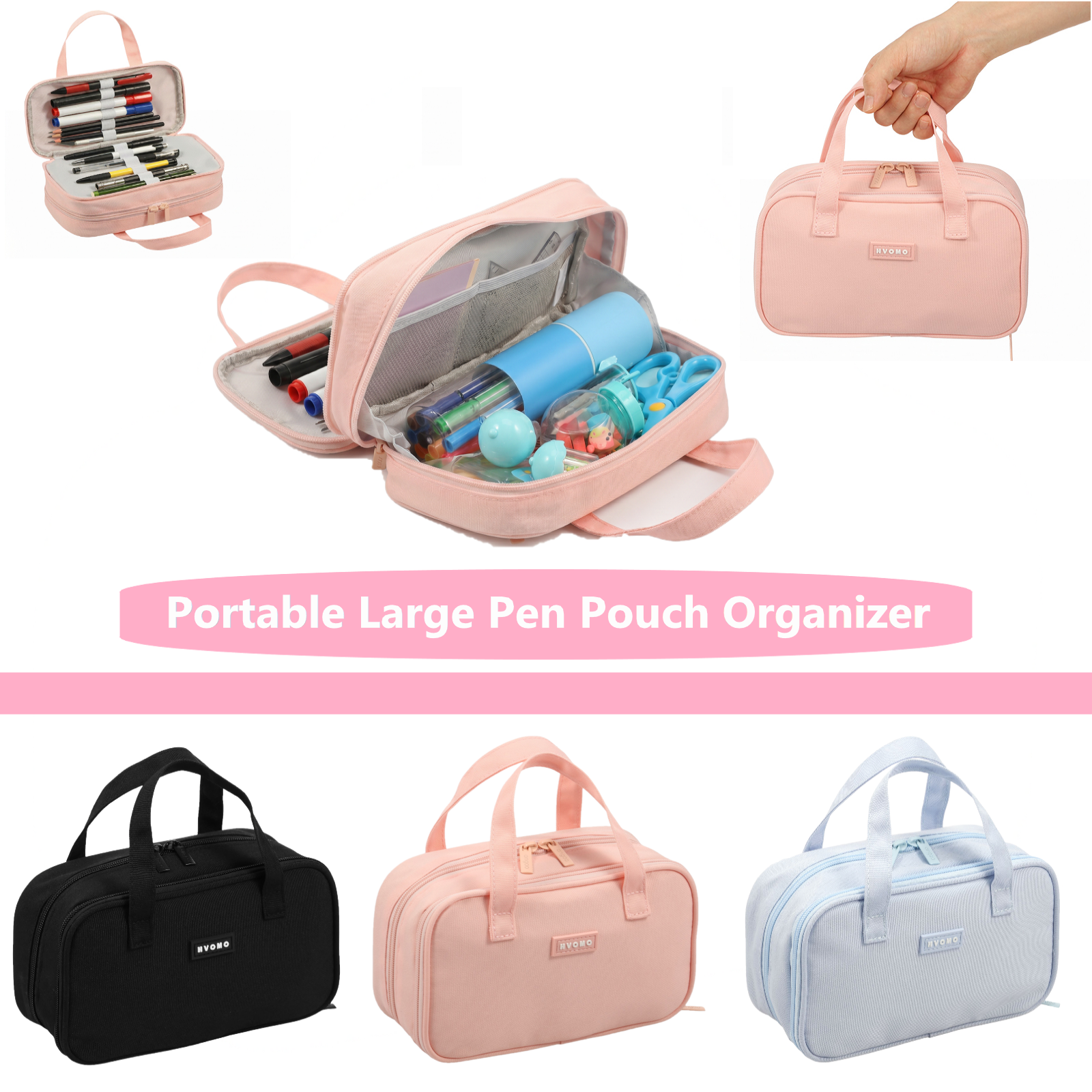 Pen Pouch Roll - Large Capacity Pencil Case 5 Compartment