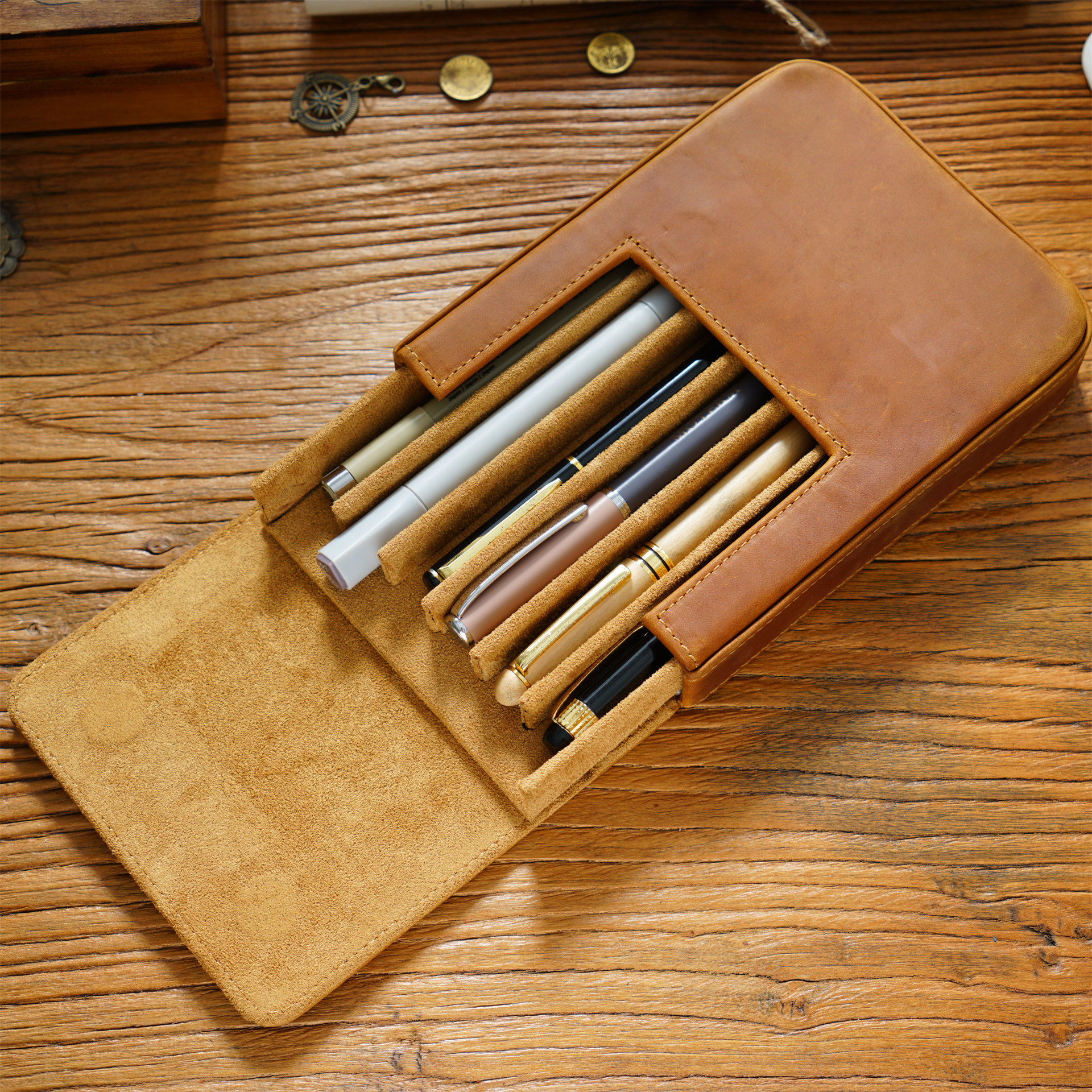 Handmade Crazy Horse Leather P – Pen Pouch Roll Bewertung und Preis