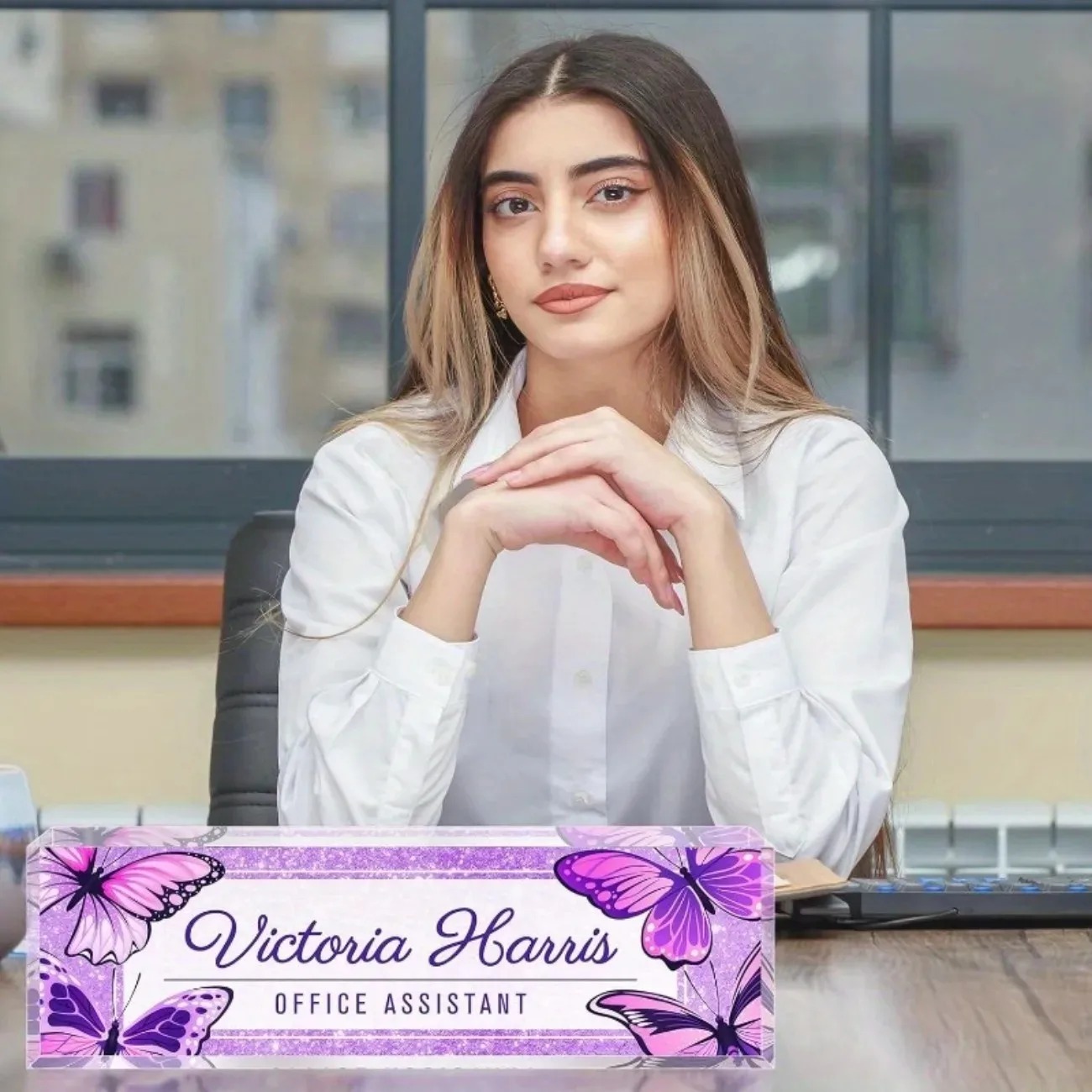 Custom Text Purple Butterfly A – Desk Name Plate Bewertung und Preis