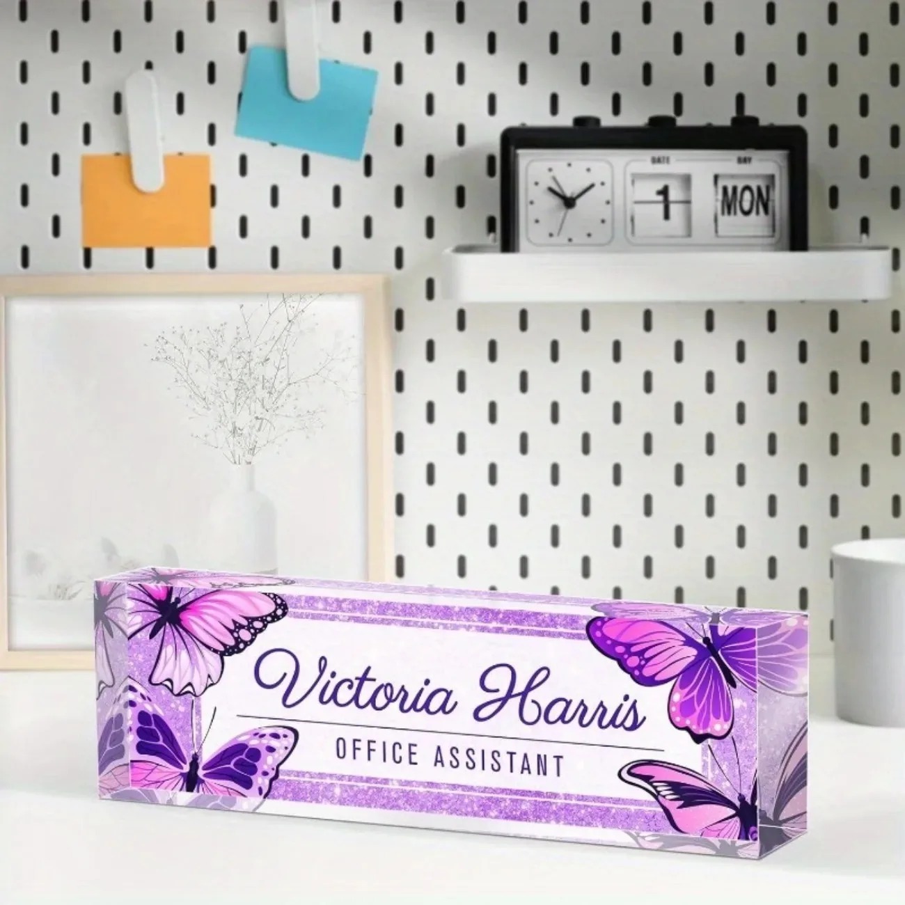 Custom Text Purple Butterfly A – Desk Name Plate Bewertung und Preis