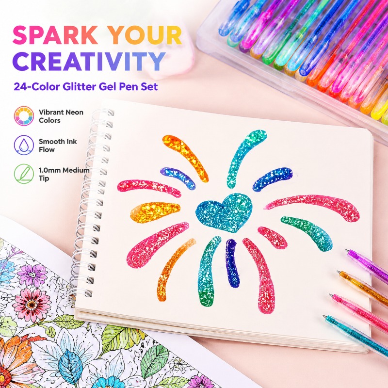 24-Color Glitter Gel Pen Set,  – Gel Ink Pen Set Bewertung und Preis