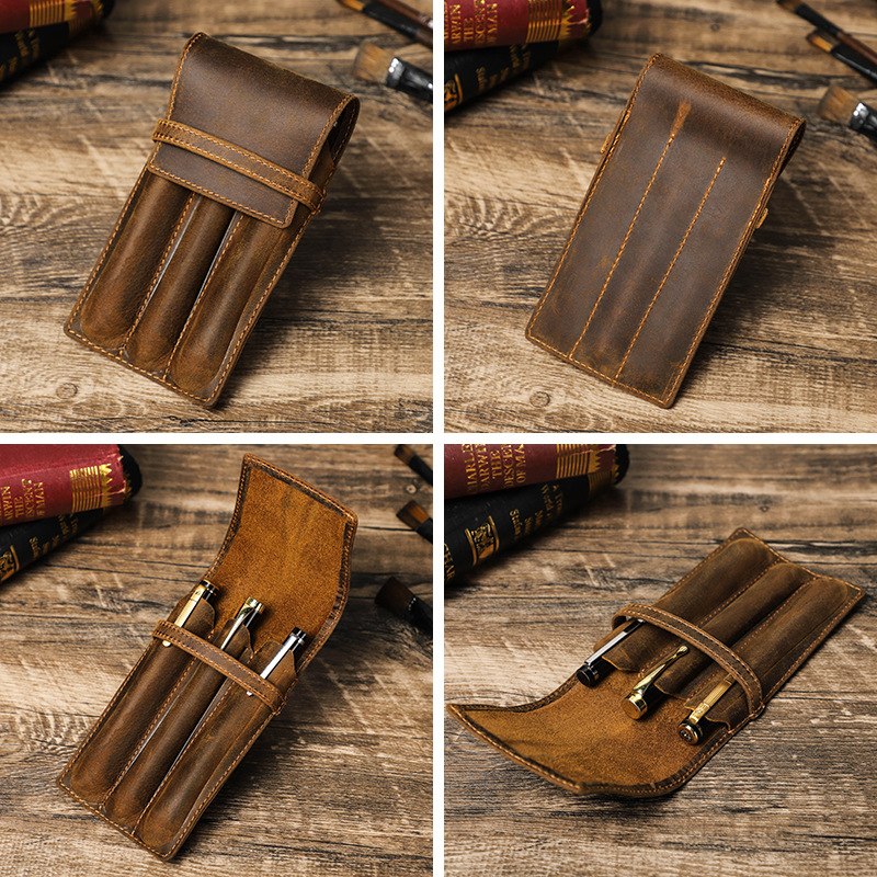 hand-made leather cowhide penc – Pen Pouch Roll Bewertung und Preis