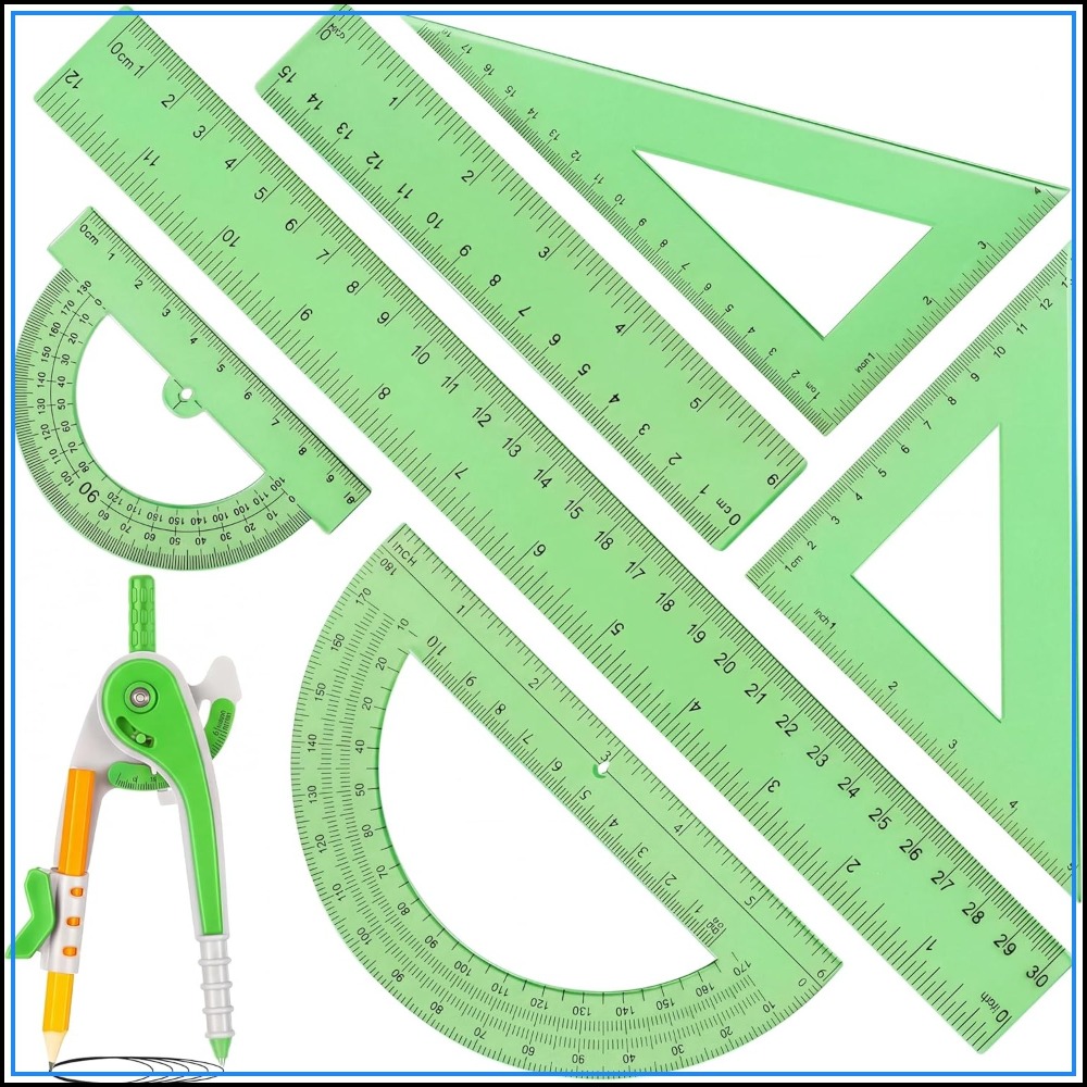 7 Pcs Geometry Math Set: 6/4 I – Compass Geometry Set Bewertung und Preis