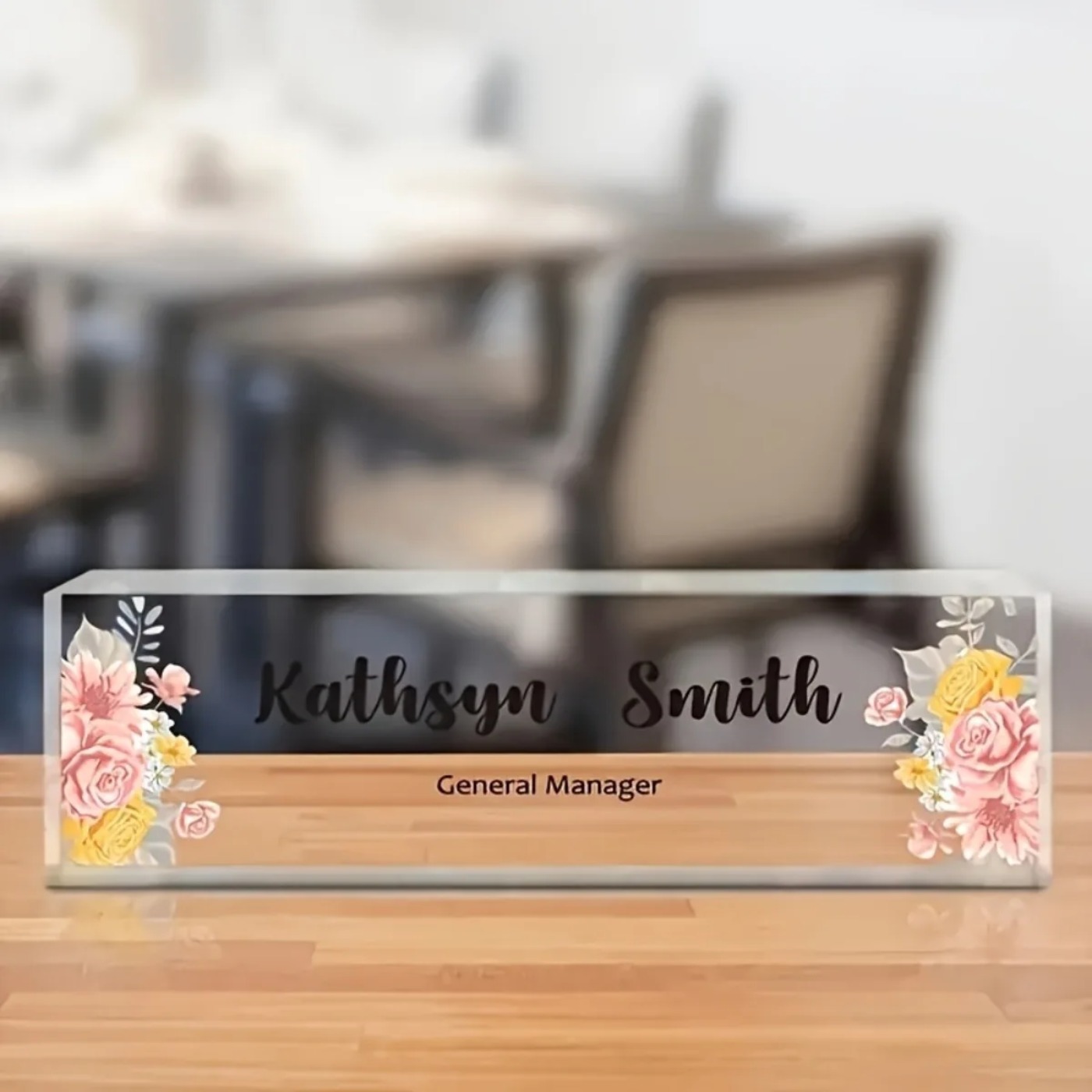1PC 2D Flat Elegant Floral Acr – Desk Name Plate Bewertung und Preis
