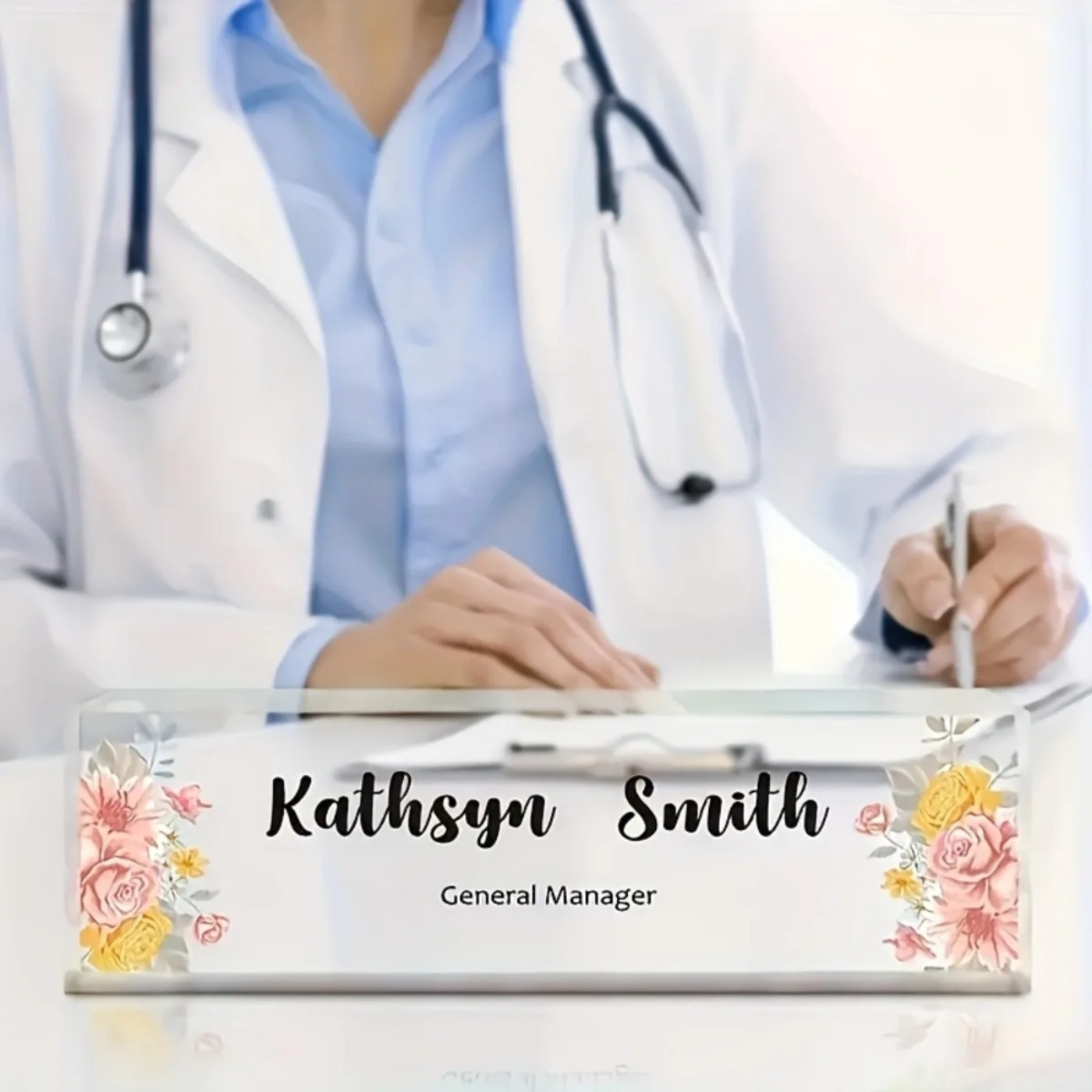 1PC 2D Flat Elegant Floral Acr – Desk Name Plate Bewertung und Preis