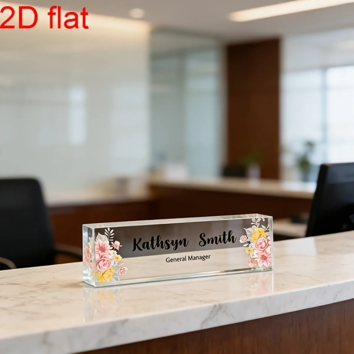 1PC 2D Flat Elegant Floral Acr – Desk Name Plate Bewertung und Preis