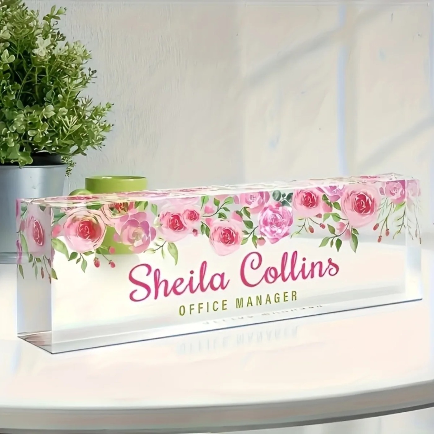 [2D Flat] Minimalist Floral Ac – Desk Name Plate Bewertung und Preis