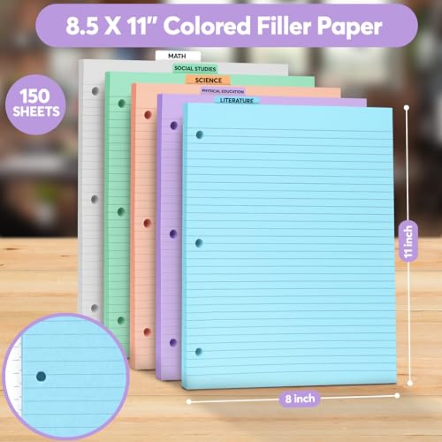 Colored Notebook Paper 8.5 x 1 – Paper Punch 3 Hole Bewertung und Preis