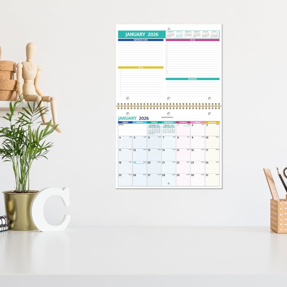 2026 Wall Calendar with Thick  – Paper Punch 3 Hole Bewertung und Preis