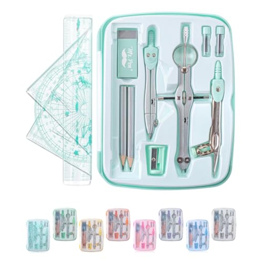 Geometry Set, 13 pcs, 3 Metal  – Compass Geometry Set Bewertung und Preis