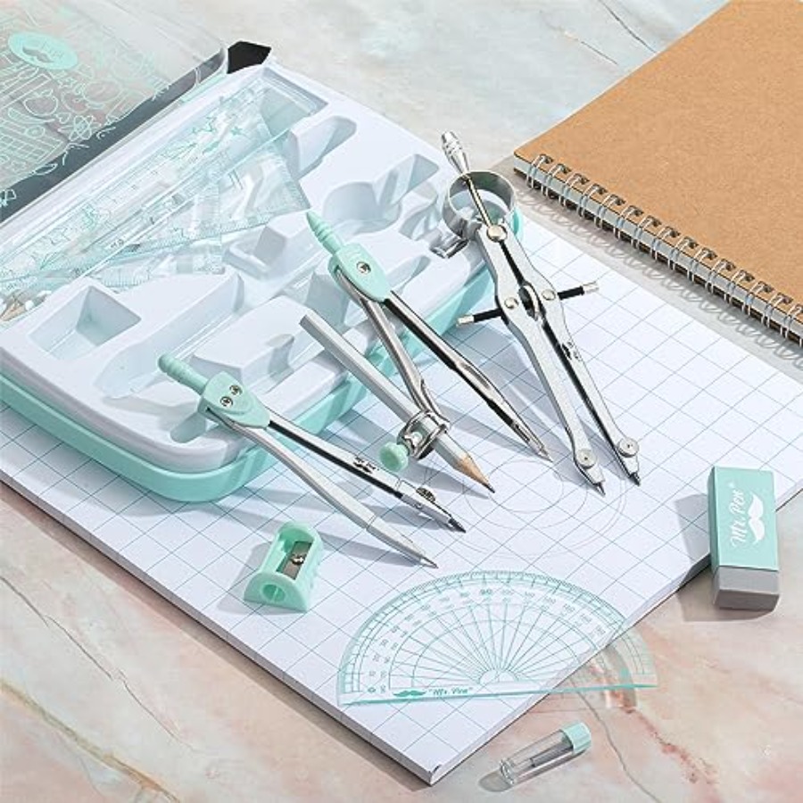 Geometry Set, 13 pcs, 3 Metal  – Compass Geometry Set Bewertung und Preis
