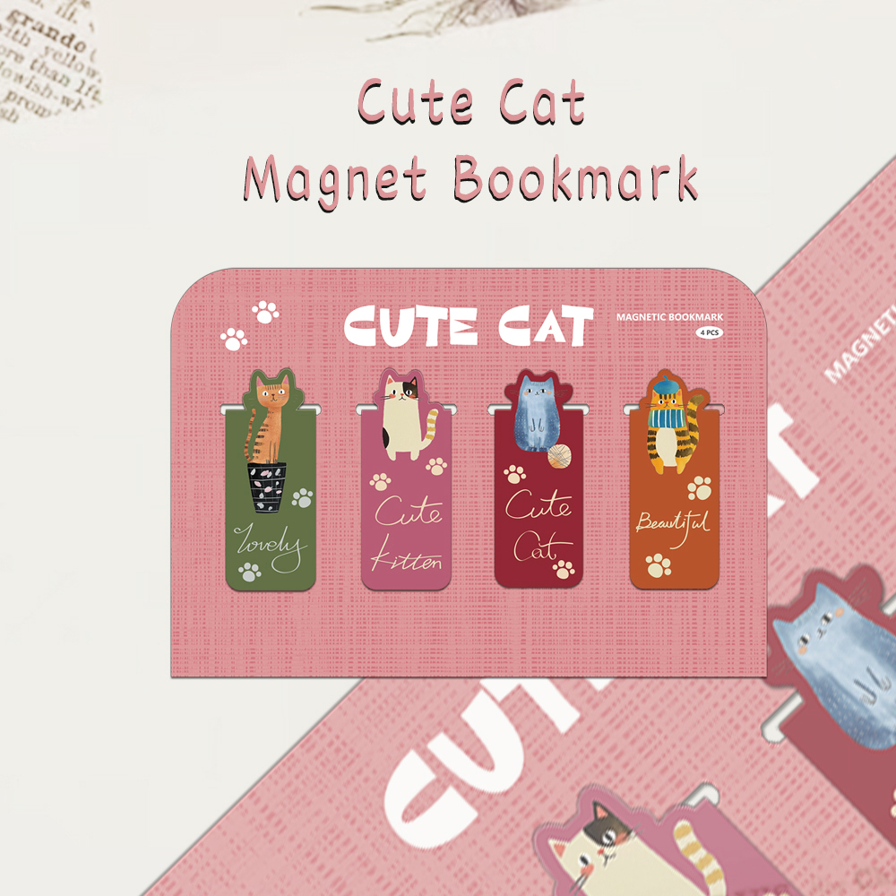 4PCS Creative Cartoon Cute Cat – Bookmark Magnetic Clip Bewertung und Preis