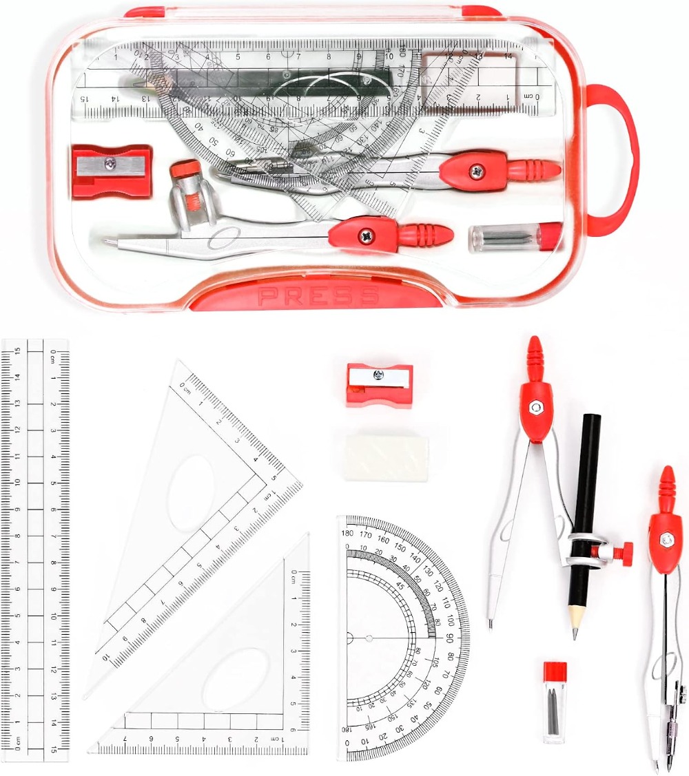 10-Piece Math Geometry Set wit – Compass Geometry Set Bewertung und Preis